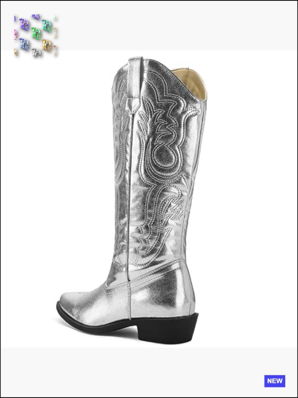 Women's Cowboy Boots Mid Calf Western Embroidered Chunky Heel Cowgirl Boots - Picture 5 of 7